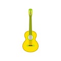 Yellow Mexican guitar. Vector isolated illustration on white background.
